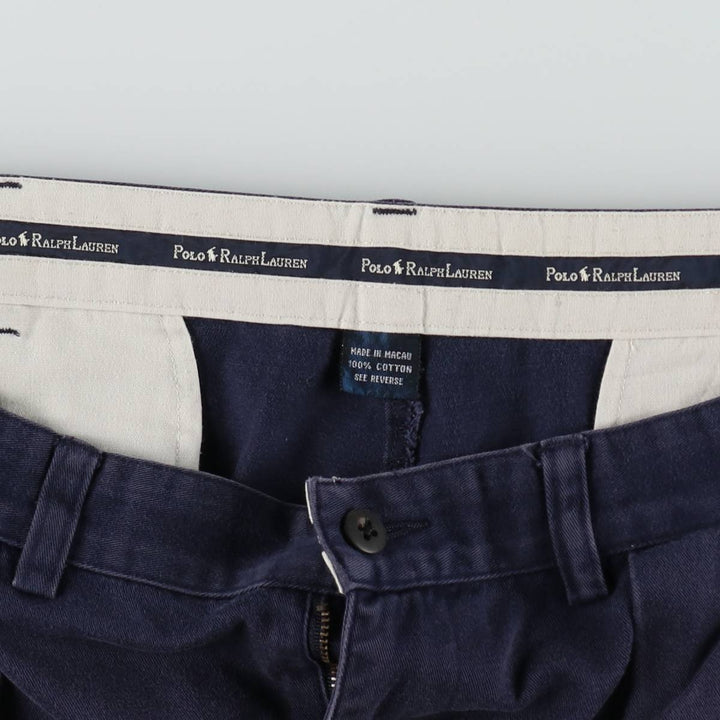 Ralph Lauren Polo Ralph Lauren Two-Pleat Chino Shorts, Men's Size W37 (approx.) cotton navy blue type Vintage Second Hand