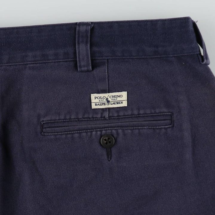 Ralph Lauren Polo Ralph Lauren Two-Pleat Chino Shorts, Men's Size W37 (approx.) cotton navy blue type Vintage Second Hand