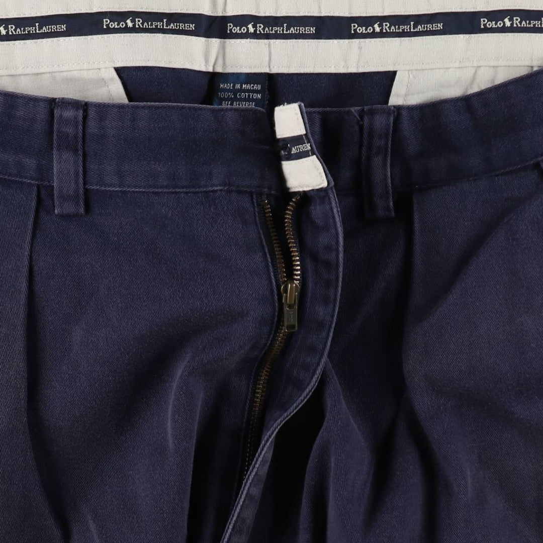 Ralph Lauren Polo Ralph Lauren Two-Pleat Chino Shorts, Men's Size W37 (approx.) cotton navy blue type Vintage Second Hand