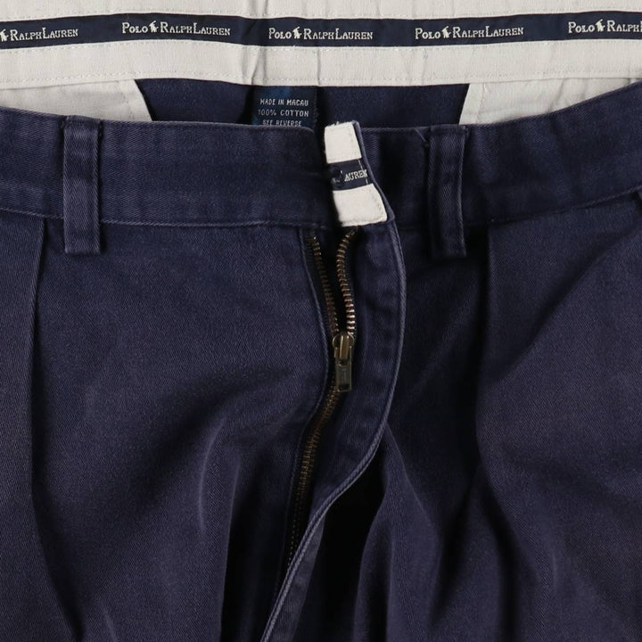 Ralph Lauren Polo Ralph Lauren Two-Pleat Chino Shorts, Men's Size W37 (approx.) cotton navy blue type Vintage Second Hand