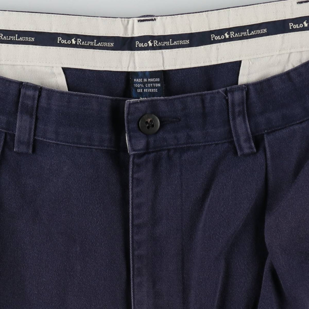 Ralph Lauren Polo Ralph Lauren Two-Pleat Chino Shorts, Men's Size W37 (approx.) cotton navy blue type Vintage Second Hand