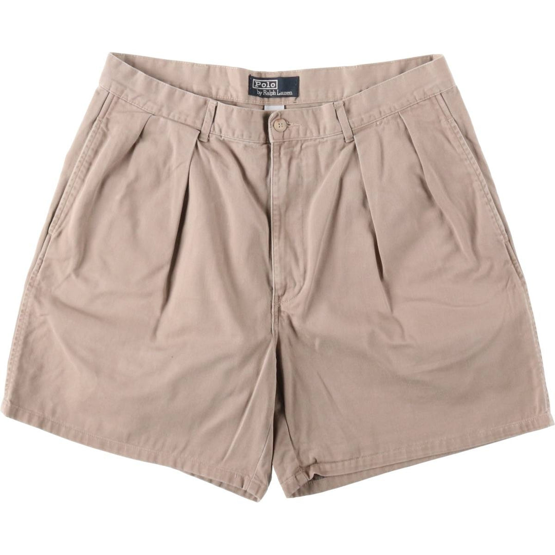 Ralph Lauren POLO by Ralph Lauren Two-pleat Chino Shorts, Men's Size W34 cotton Beige type Vintage Second Hand