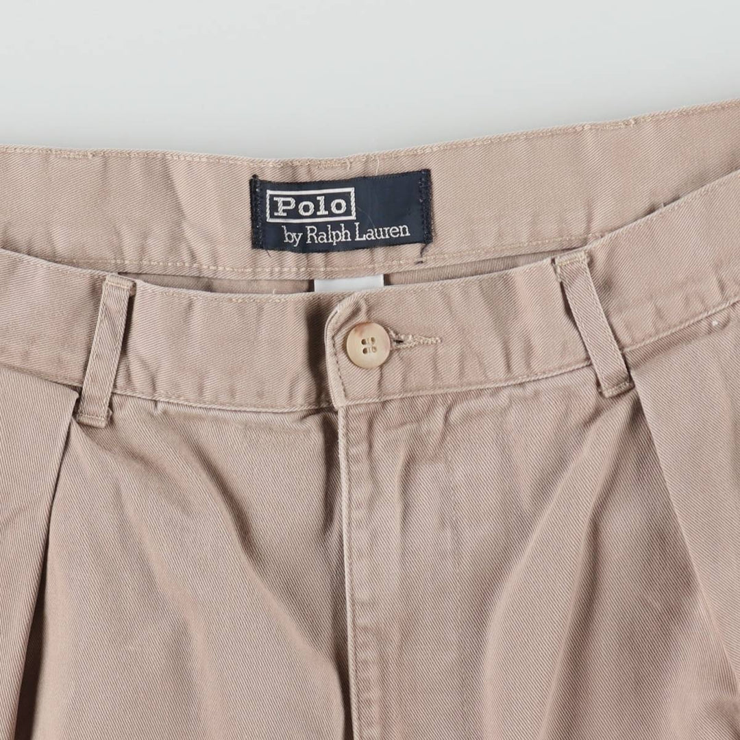 Ralph Lauren POLO by Ralph Lauren Two-pleat Chino Shorts, Men's Size W34 cotton Beige type Vintage Second Hand