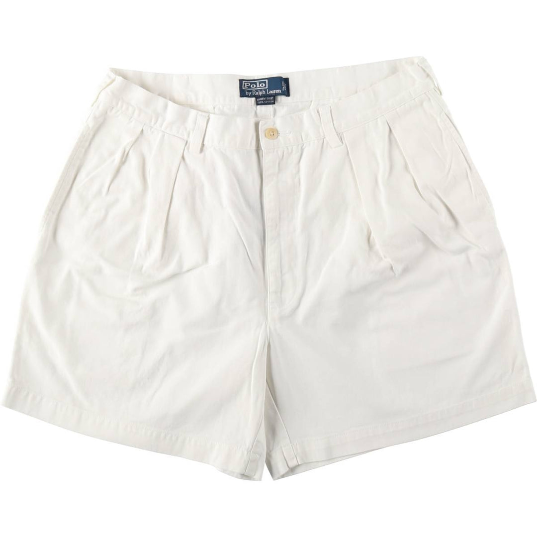 Ralph Lauren POLO by Ralph Lauren ANDREW SHORT Two-pleat chino shorts, short pants, men's size W34 cotton white type Vintage Second Hand