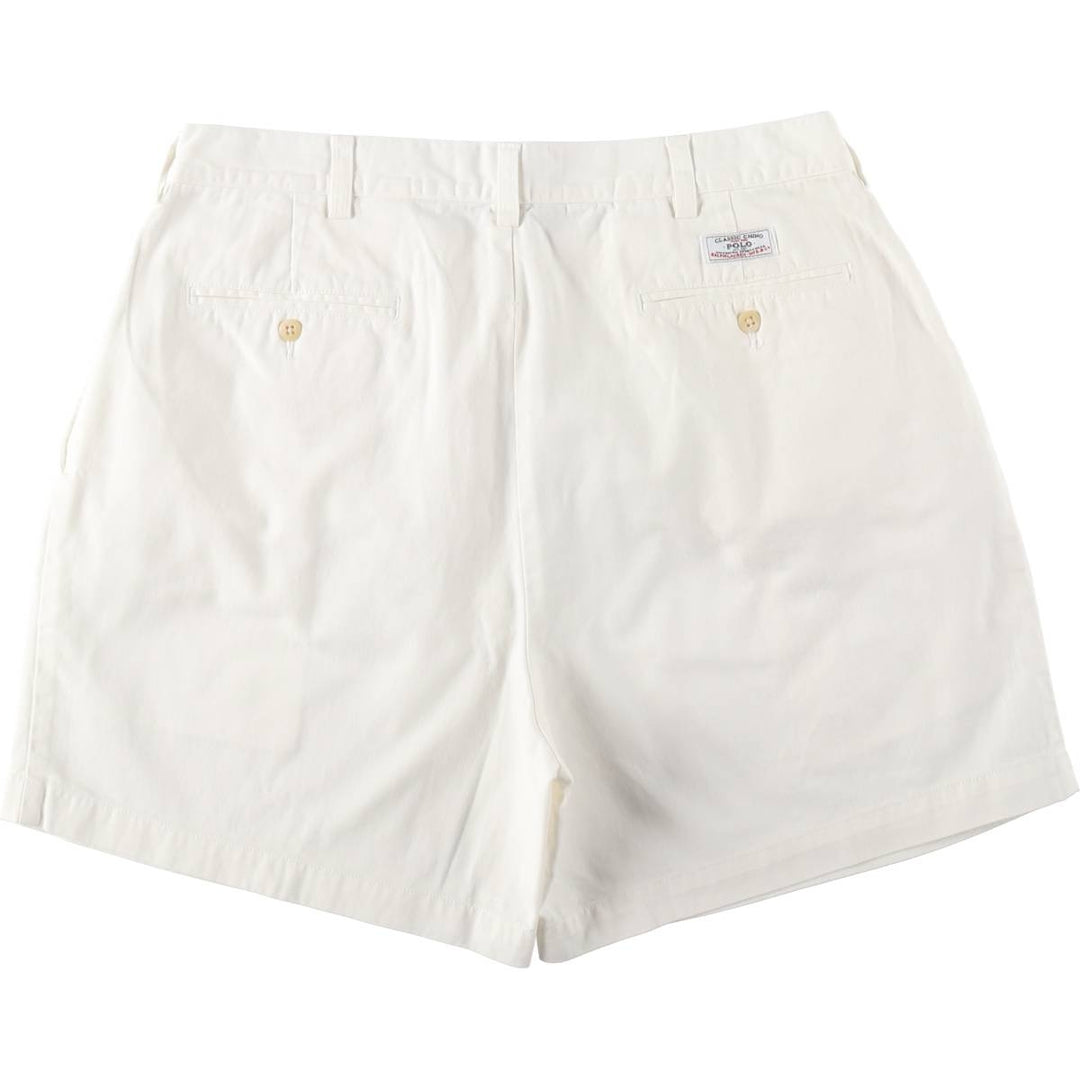 Ralph Lauren POLO by Ralph Lauren ANDREW SHORT Two-pleat chino shorts, short pants, men's size W34 cotton white type Vintage Second Hand