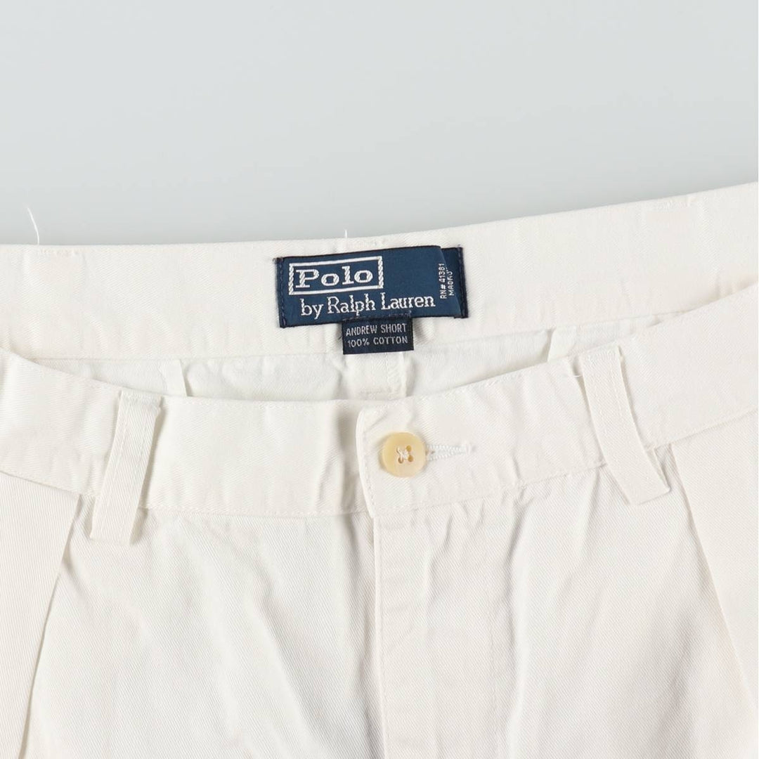 Ralph Lauren POLO by Ralph Lauren ANDREW SHORT Two-pleat chino shorts, short pants, men's size W34 cotton white type Vintage Second Hand