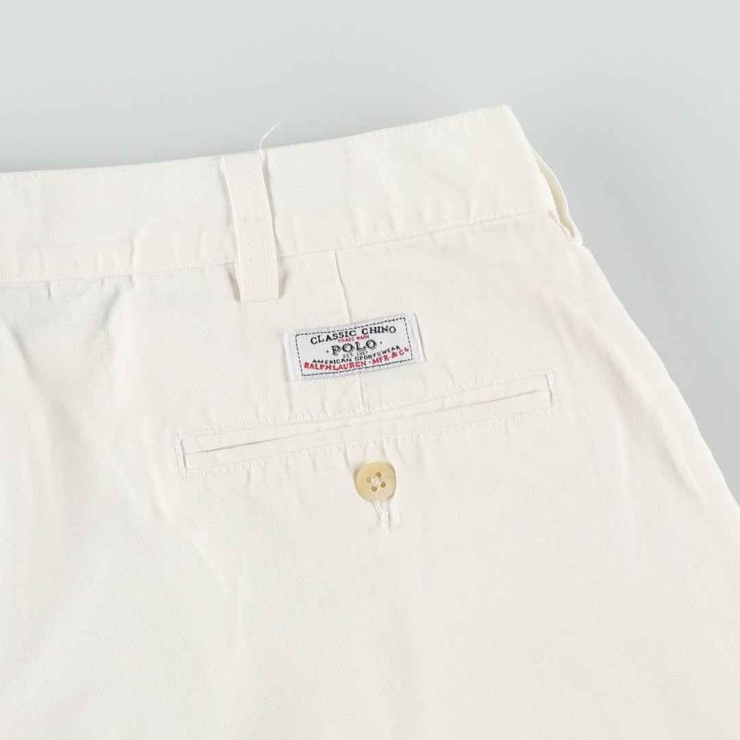 Ralph Lauren POLO by Ralph Lauren ANDREW SHORT Two-pleat chino shorts, short pants, men's size W34 cotton white type Vintage Second Hand