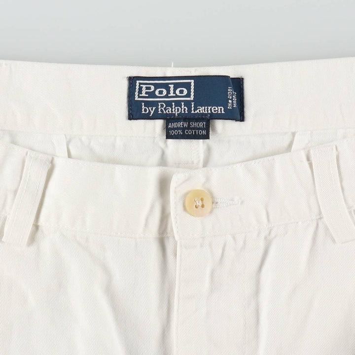 Ralph Lauren POLO by Ralph Lauren ANDREW SHORT Two-pleat chino shorts, short pants, men's size W34 cotton white type Vintage Second Hand