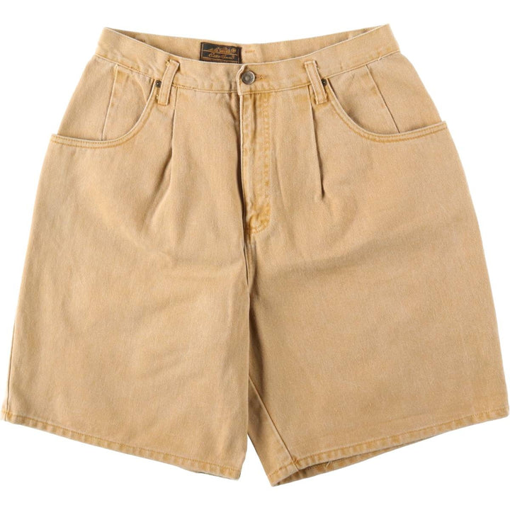 80s-90'S Eddie Bauer Black Tag One-Pleat Denim Shorts, Men's Size W31 (approx.), Vintage unclear Beige type Vintage Second Hand