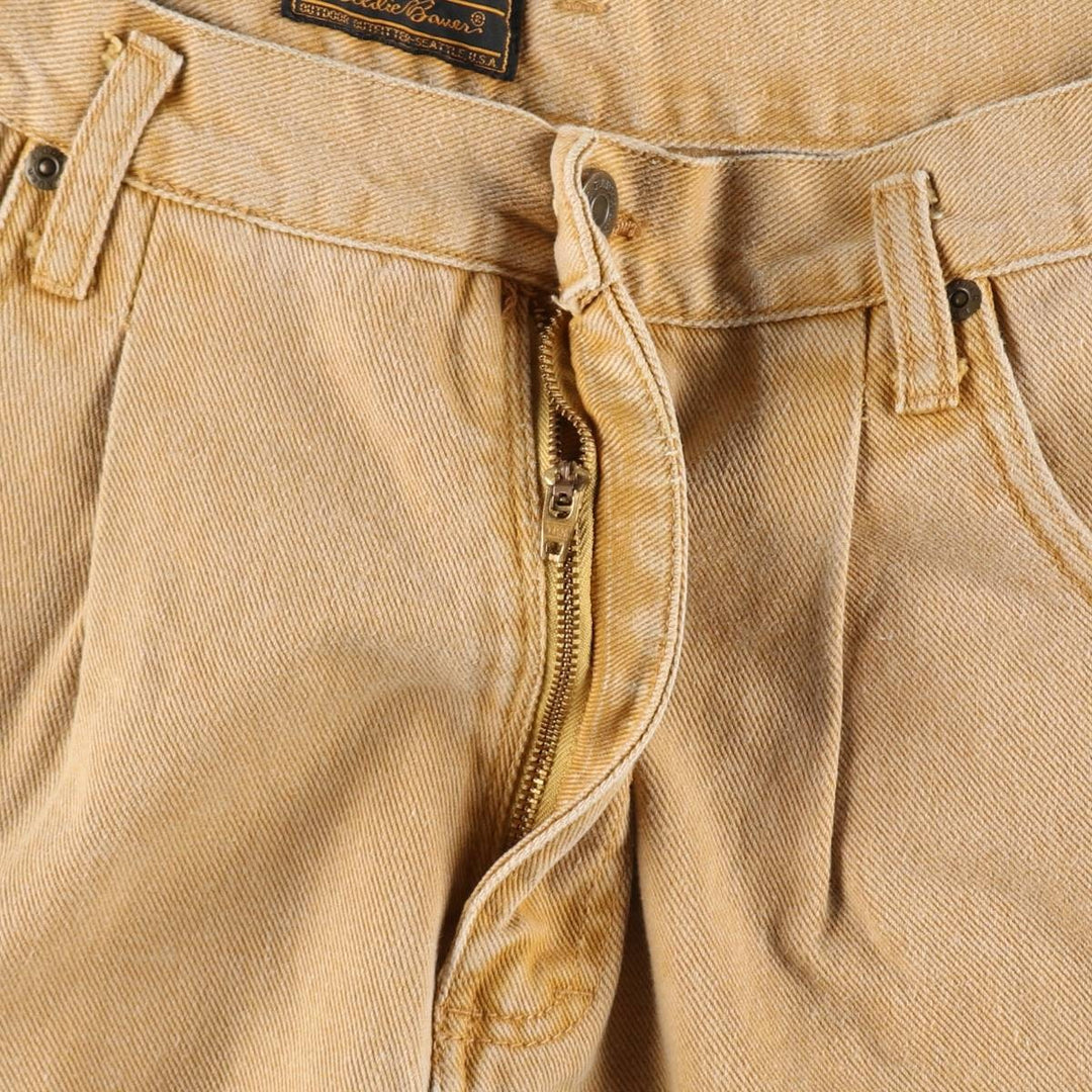 80s-90'S Eddie Bauer Black Tag One-Pleat Denim Shorts, Men's Size W31 (approx.), Vintage unclear Beige type Vintage Second Hand