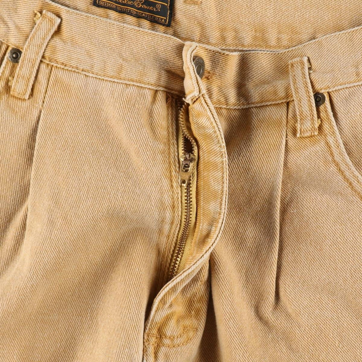 80s-90'S Eddie Bauer Black Tag One-Pleat Denim Shorts, Men's Size W31 (approx.), Vintage unclear Beige type Vintage Second Hand