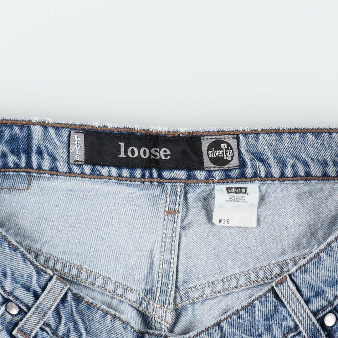 90'S Levi's Silver Tab LOOSE Denim Shorts, Half Pants, Jorts, Made in USA, Men's W36, Vintage cotton blue type Vintage Second Hand