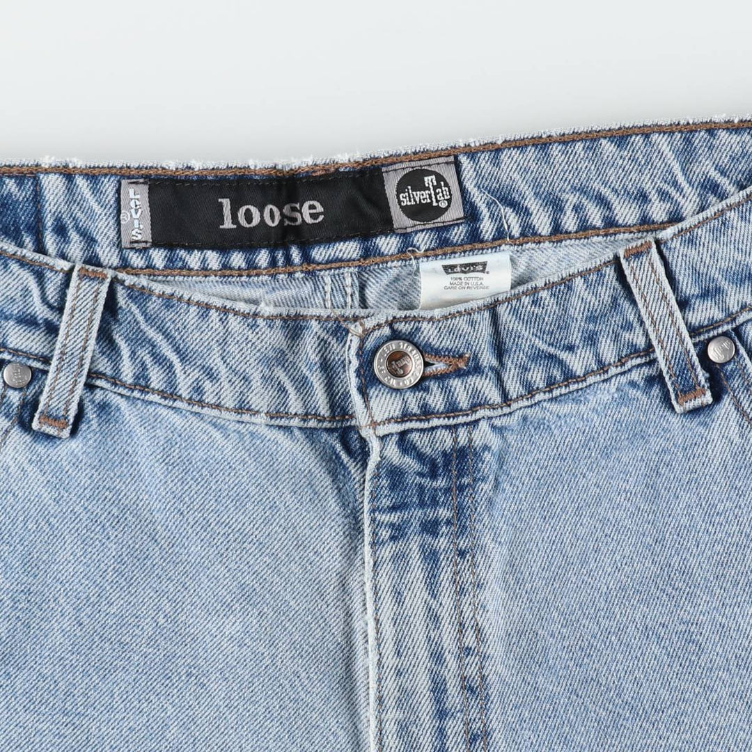 90'S Levi's Silver Tab LOOSE Denim Shorts, Half Pants, Jorts, Made in USA, Men's W36, Vintage cotton blue type Vintage Second Hand