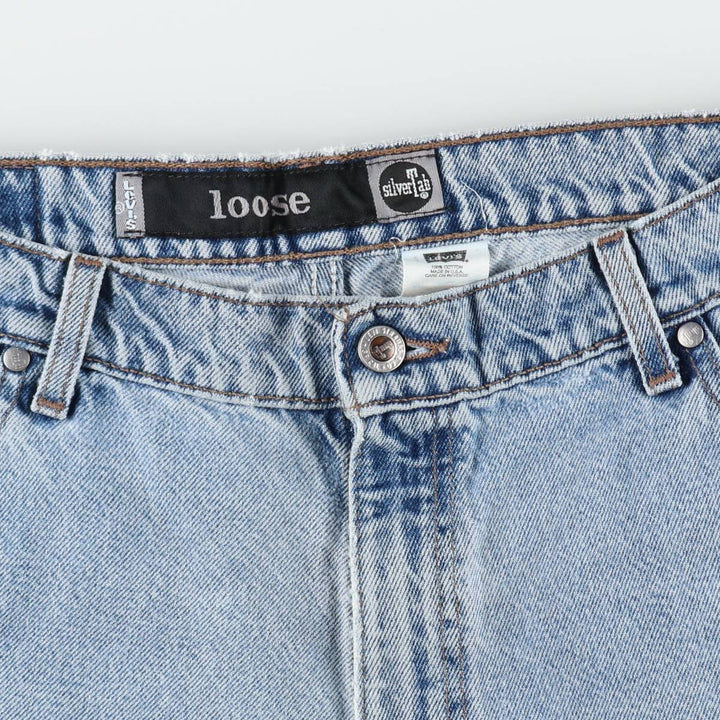 90'S Levi's Silver Tab LOOSE Denim Shorts, Half Pants, Jorts, Made in USA, Men's W36, Vintage cotton blue type Vintage Second Hand
