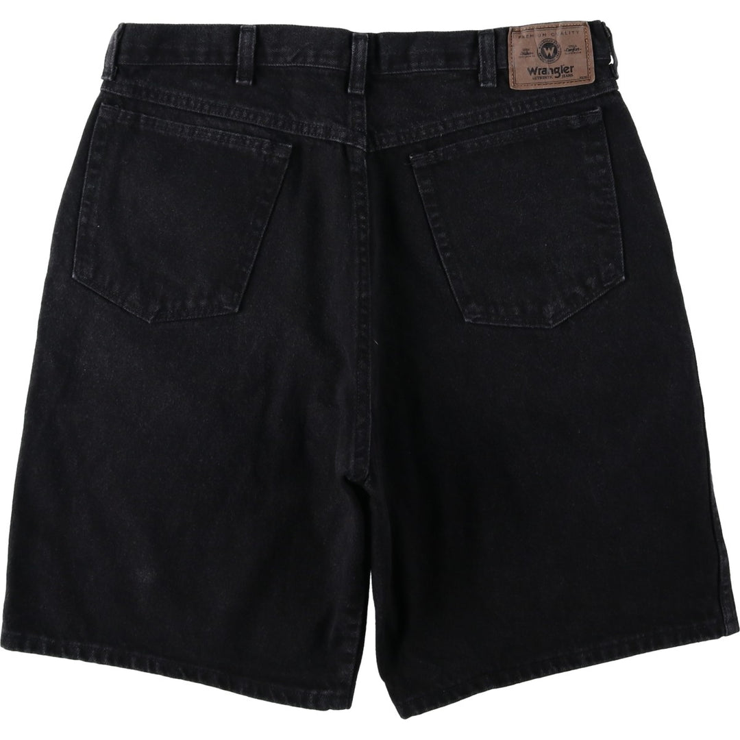 Wrangler Black Denim Shorts for Men, W35 cotton black type Vintage Second Hand