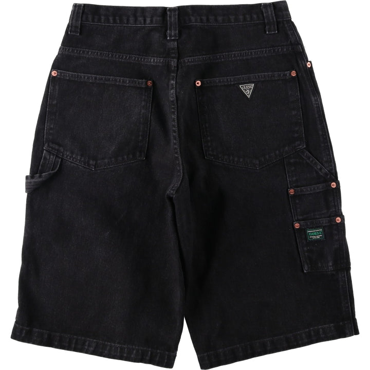 90'S Guess Jeans Black Denim Painter Shorts, Men's Size W32 (approx.), Vintage cotton black type Vintage Second Hand