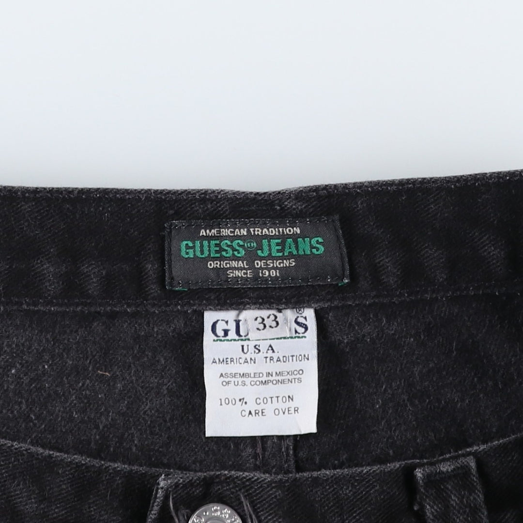 90'S Guess Jeans Black Denim Painter Shorts, Men's Size W32 (approx.), Vintage cotton black type Vintage Second Hand