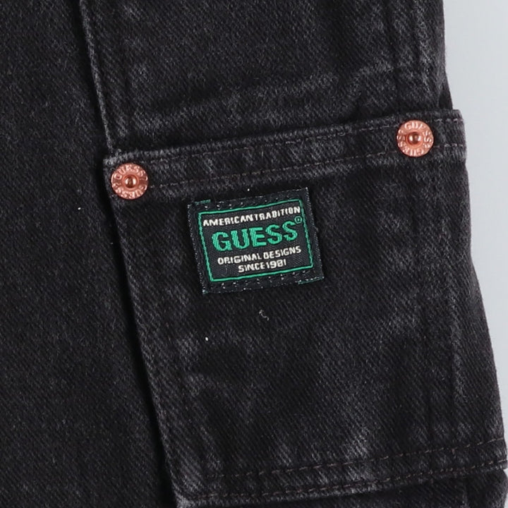 90'S Guess Jeans Black Denim Painter Shorts, Men's Size W32 (approx.), Vintage cotton black type Vintage Second Hand