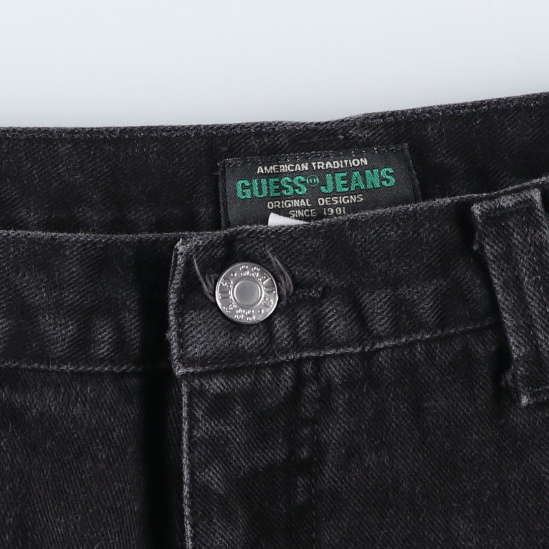 90'S Guess Jeans Black Denim Painter Shorts, Men's Size W32 (approx.), Vintage cotton black type Vintage Second Hand