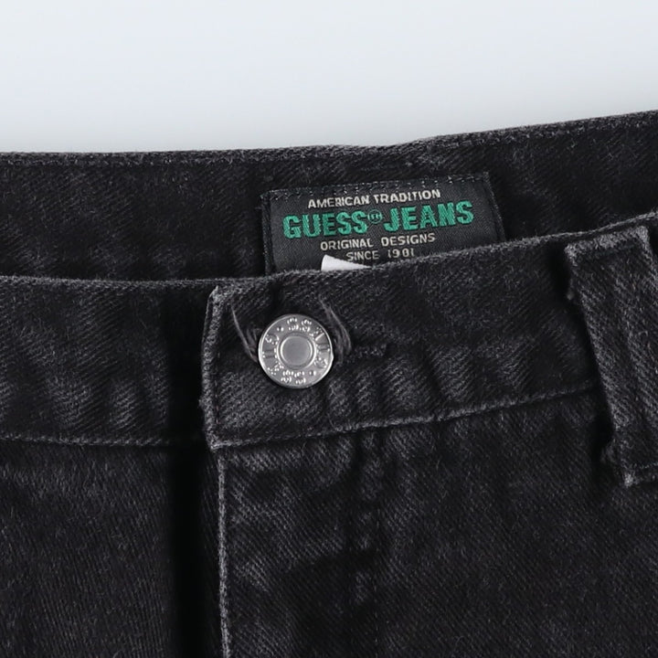90'S Guess Jeans Black Denim Painter Shorts, Men's Size W32 (approx.), Vintage cotton black type Vintage Second Hand