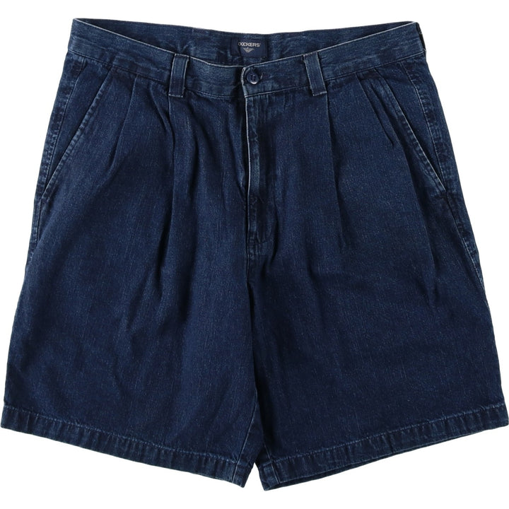 2000'S Dockers Two-Pleat Denim Shorts, Men's Size W34 (approx.) cotton navy blue type Vintage Second Hand