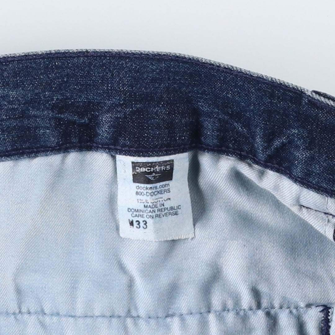 2000'S Dockers Two-Pleat Denim Shorts, Men's Size W34 (approx.) cotton navy blue type Vintage Second Hand