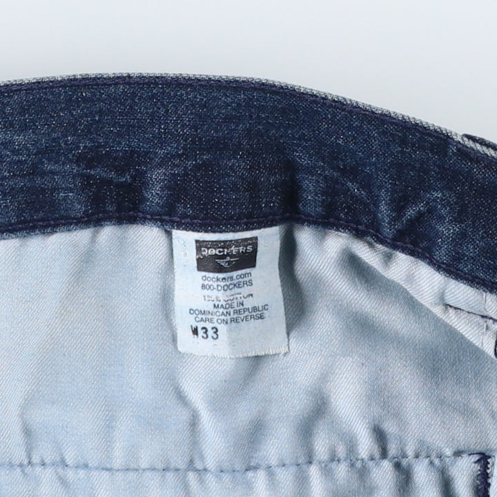 2000'S Dockers Two-Pleat Denim Shorts, Men's Size W34 (approx.) cotton navy blue type Vintage Second Hand