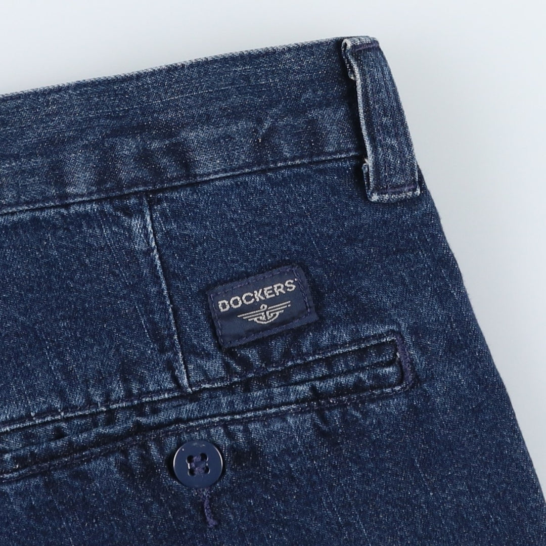 2000'S Dockers Two-Pleat Denim Shorts, Men's Size W34 (approx.) cotton navy blue type Vintage Second Hand