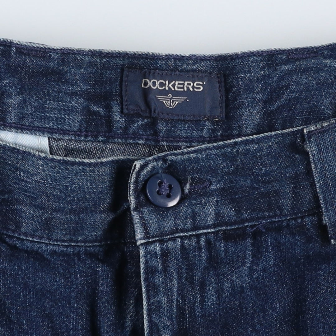 2000'S Dockers Two-Pleat Denim Shorts, Men's Size W34 (approx.) cotton navy blue type Vintage Second Hand