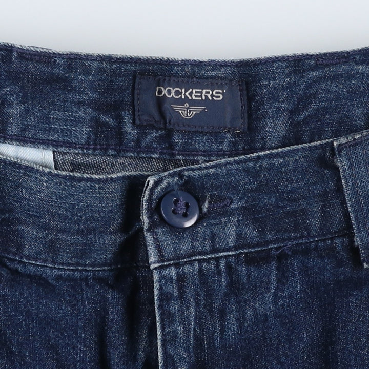 2000'S Dockers Two-Pleat Denim Shorts, Men's Size W34 (approx.) cotton navy blue type Vintage Second Hand
