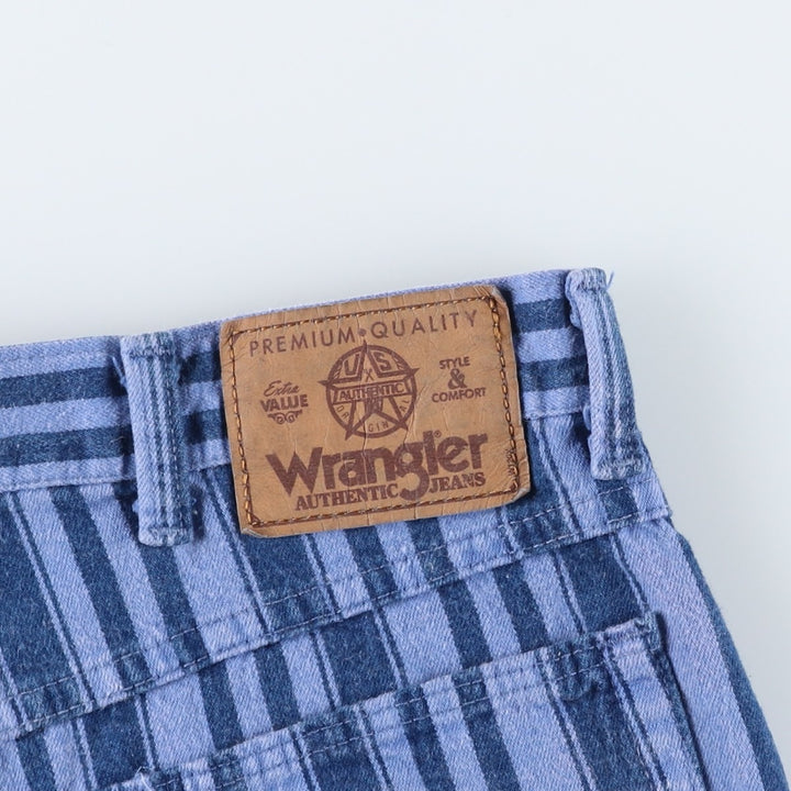 80s-90'S Wrangler Stripe Pattern Multi-Stripe Denim Shorts Half Pants Jogs Made in USA Men's W36 (approx.) cotton blue type Vintage Second Hand
