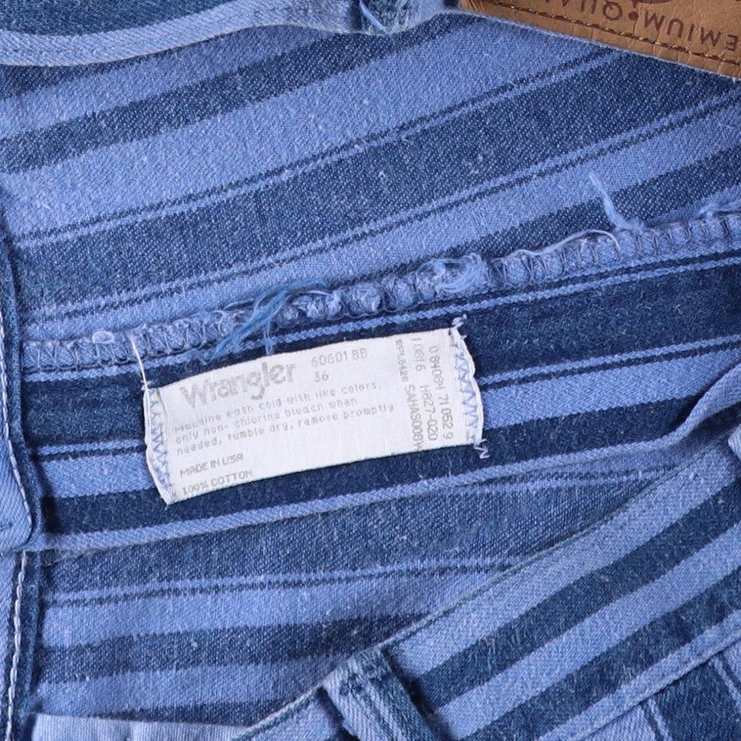80s-90'S Wrangler Stripe Pattern Multi-Stripe Denim Shorts Half Pants Jogs Made in USA Men's W36 (approx.) cotton blue type Vintage Second Hand