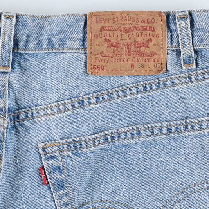 90'S Levi's 550 Relaxed Fit Denim Shorts, Made in USA, Men's Size 37, Vintage cotton blue type Vintage Second Hand