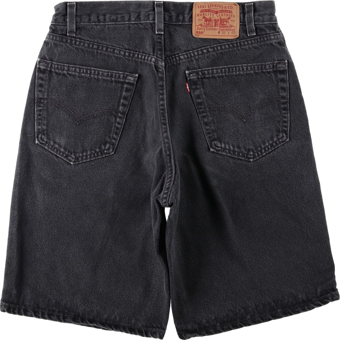 90'S Levi's 550 Relaxed Fit Black Denim Shorts, Made in USA, Men's Size W31 (approx.), Vintage cotton black type Vintage Second Hand