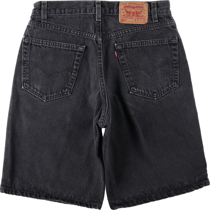 90'S Levi's 550 Relaxed Fit Black Denim Shorts, Made in USA, Men's Size W31 (approx.), Vintage cotton black type Vintage Second Hand