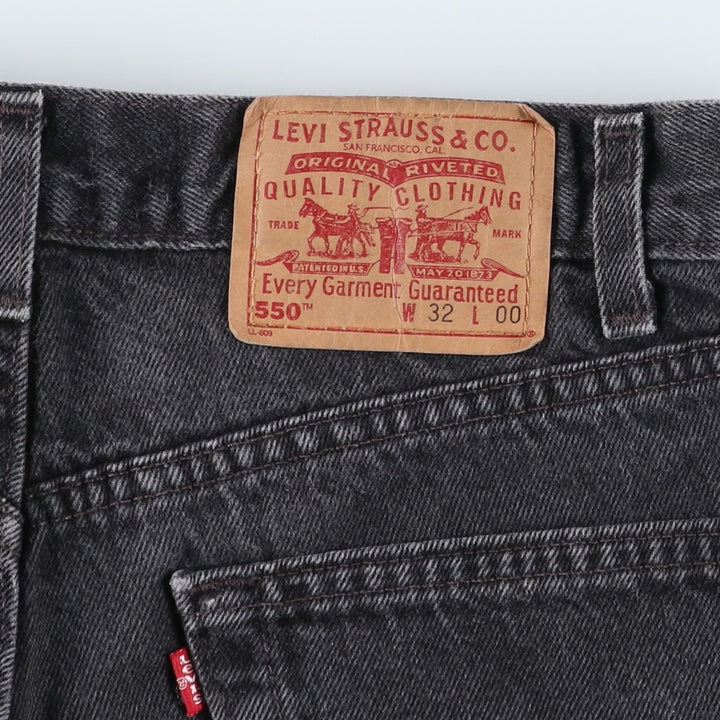 90'S Levi's 550 Relaxed Fit Black Denim Shorts, Made in USA, Men's Size W31 (approx.), Vintage cotton black type Vintage Second Hand