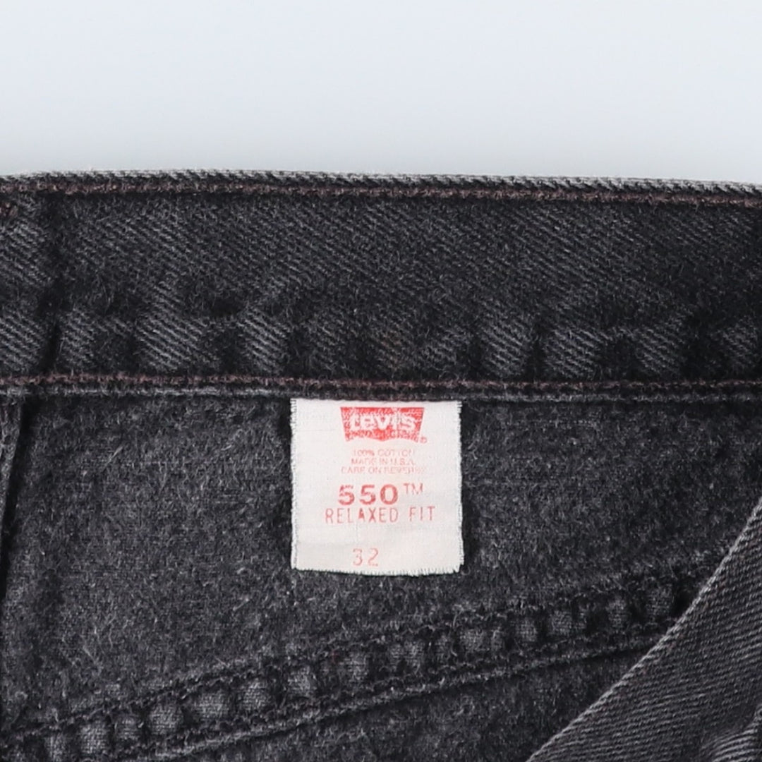 90'S Levi's 550 Relaxed Fit Black Denim Shorts, Made in USA, Men's Size W31 (approx.), Vintage cotton black type Vintage Second Hand