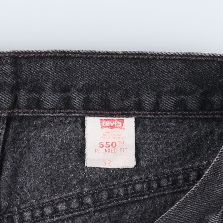 90'S Levi's 550 Relaxed Fit Black Denim Shorts, Made in USA, Men's Size W31 (approx.), Vintage cotton black type Vintage Second Hand