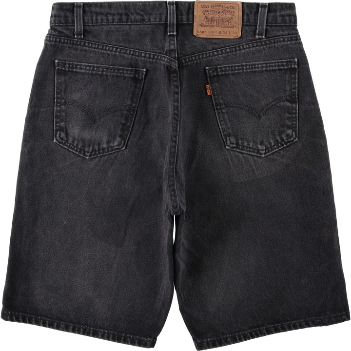 1990'S Levi's 550-4891 Orange Tab Black Denim Shorts, Made in USA, Men's Size W34 (approx.) cotton black type Vintage Second Hand