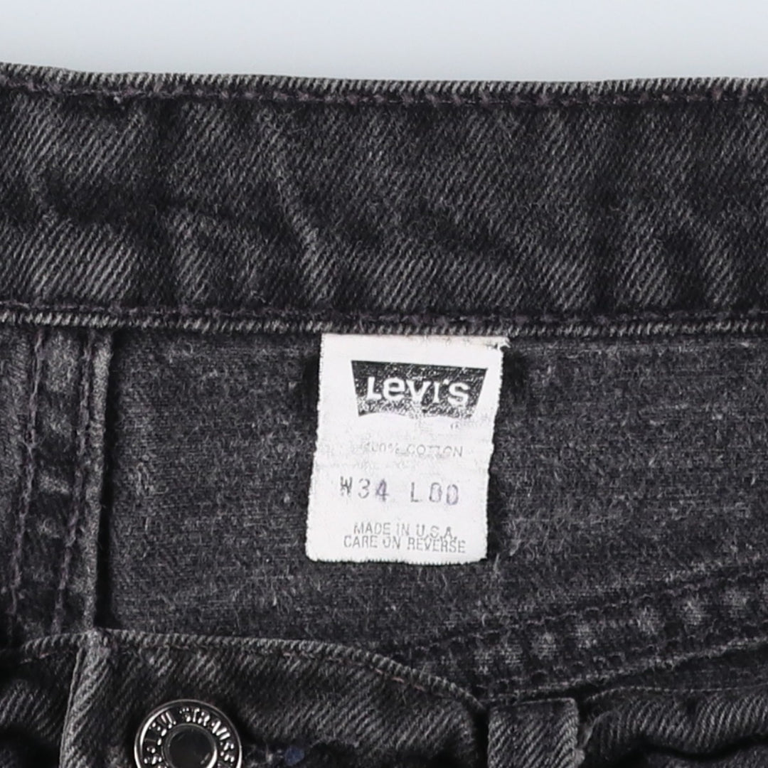 1990'S Levi's 550-4891 Orange Tab Black Denim Shorts, Made in USA, Men's Size W34 (approx.) cotton black type Vintage Second Hand