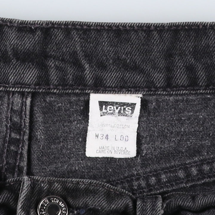 1990'S Levi's 550-4891 Orange Tab Black Denim Shorts, Made in USA, Men's Size W34 (approx.) cotton black type Vintage Second Hand