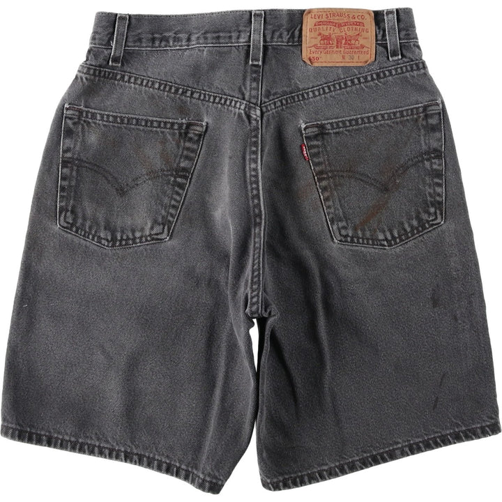 2000'S Levi's 550 Relaxed Fit Black Denim Shorts (Men's W30 equivalent) cotton black type Vintage Second Hand