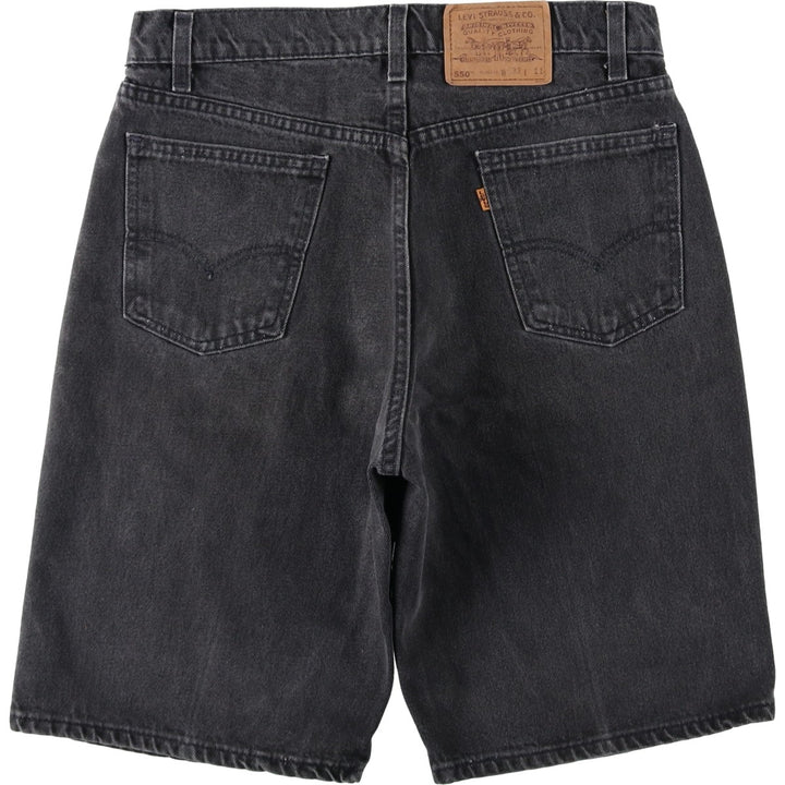 90'S Levi's 550 Relaxed Fit Orange Tab Black Denim Shorts Made in USA Men's W32 cotton black type Vintage Second Hand