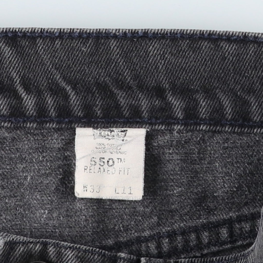 90'S Levi's 550 Relaxed Fit Orange Tab Black Denim Shorts Made in USA Men's W32 cotton black type Vintage Second Hand