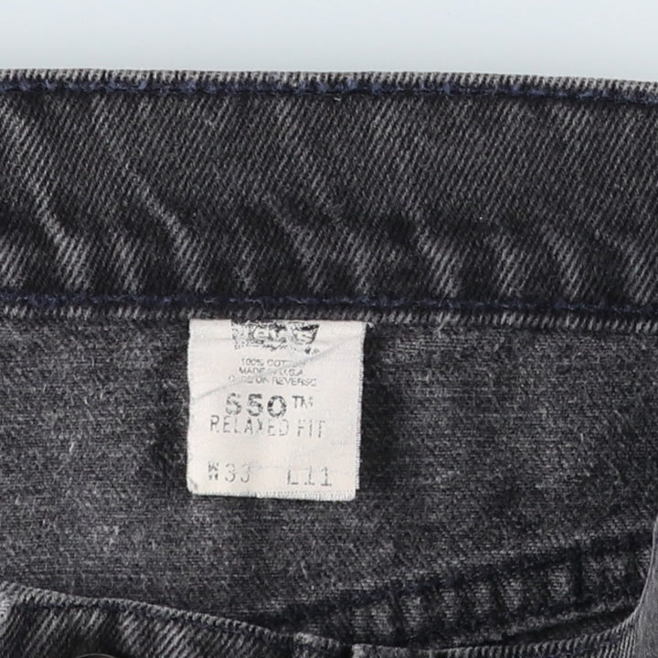 90'S Levi's 550 Relaxed Fit Orange Tab Black Denim Shorts Made in USA Men's W32 cotton black type Vintage Second Hand