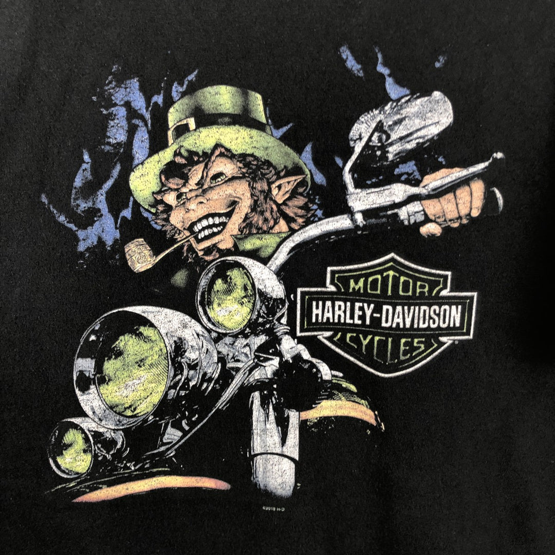 Harley-Davidson Leprechaun Motorcycle Bike T-Shirt, Men's Size XL (approx.) cotton black type Vintage Second Hand
