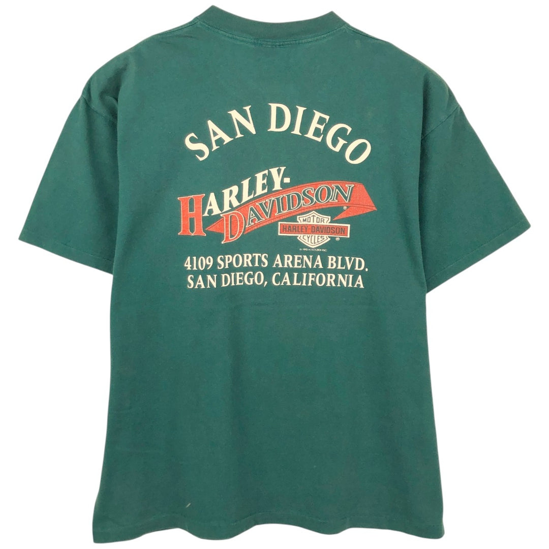 90'S Harley-Davidson Motorcycle Bike T-shirt Made in USA Men's L Vintage cotton green type Vintage Second Hand