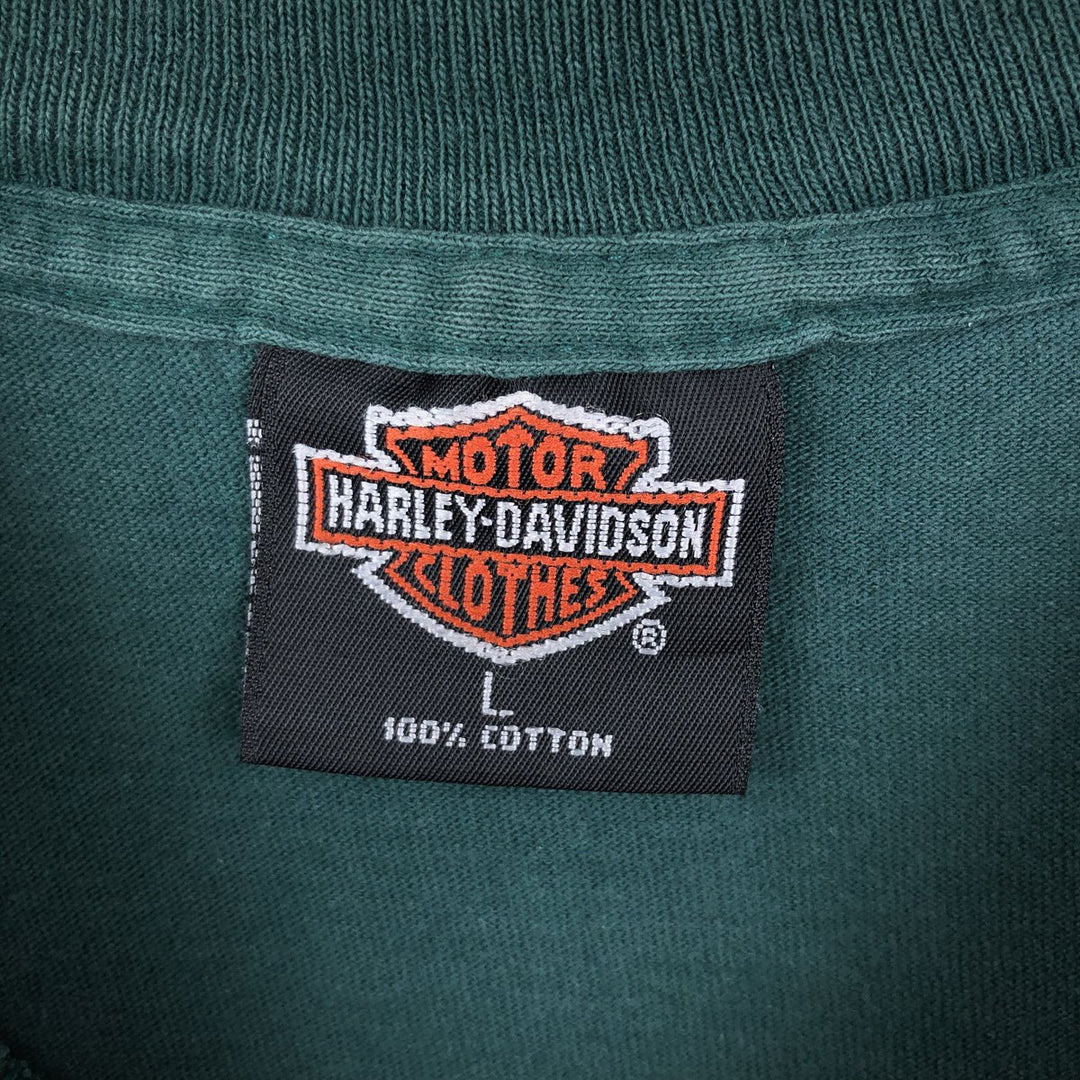 90'S Harley-Davidson Motorcycle Bike T-shirt Made in USA Men's L Vintage cotton green type Vintage Second Hand