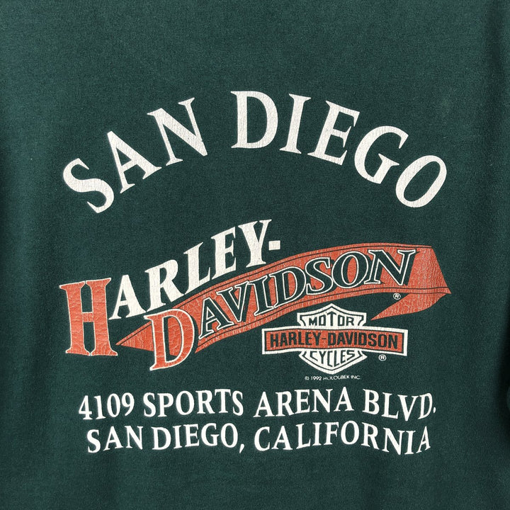 90'S Harley-Davidson Motorcycle Bike T-shirt Made in USA Men's L Vintage cotton green type Vintage Second Hand