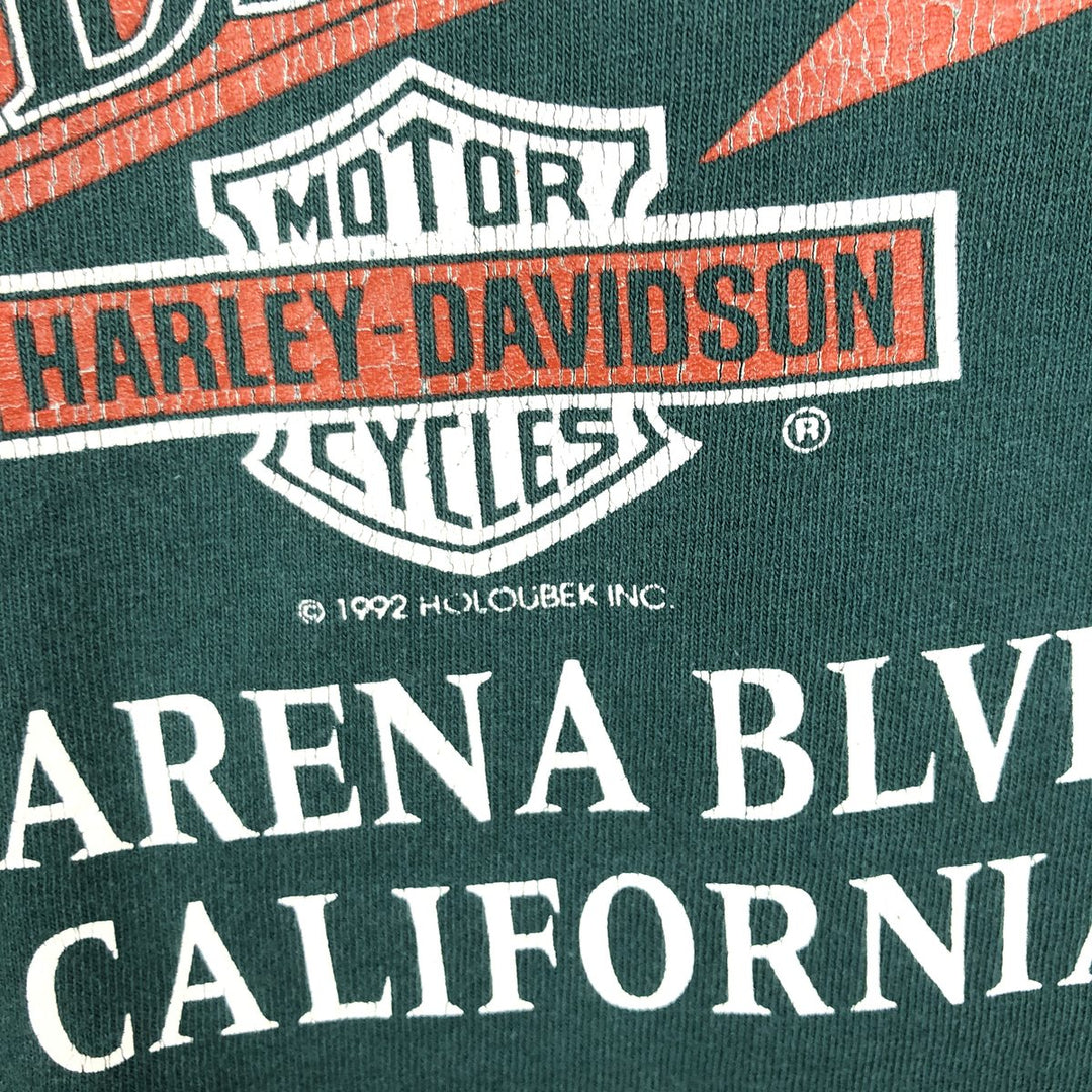 90'S Harley-Davidson Motorcycle Bike T-shirt Made in USA Men's L Vintage cotton green type Vintage Second Hand